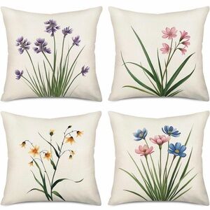 Floral Decorative Pillow Covers - Set of 4